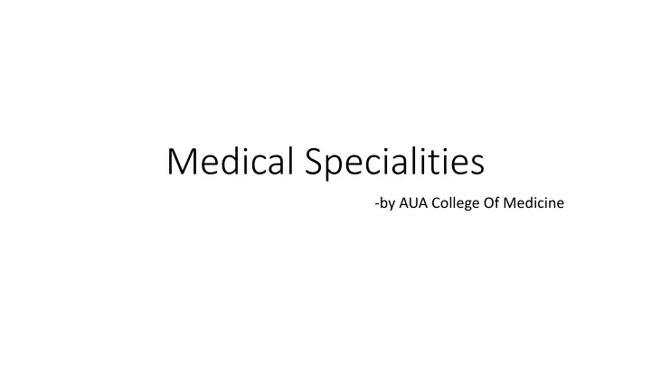 medical specialities