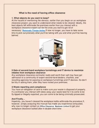 what is the need of having office clearance