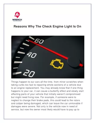 Reasons Why The Check Engine Light Is On