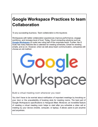 Google Workspace Practices to team Collaboration