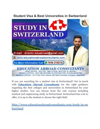 Student Visa & Best Universities in Switzerland