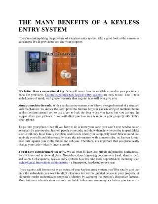 THE MANY BENEFITS OF A KEYLESS ENTRY SYSTEM