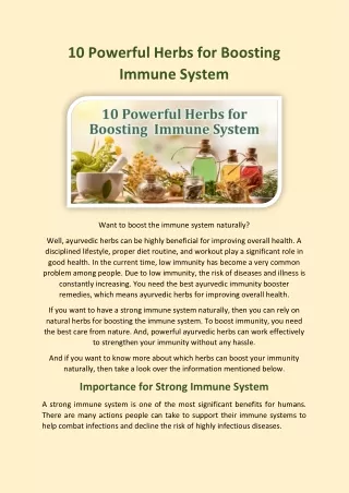 10 Powerful Herbs for Boosting Immune System