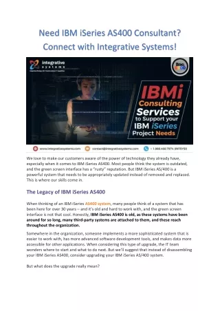 need ibm iseries as400 consultant connect with