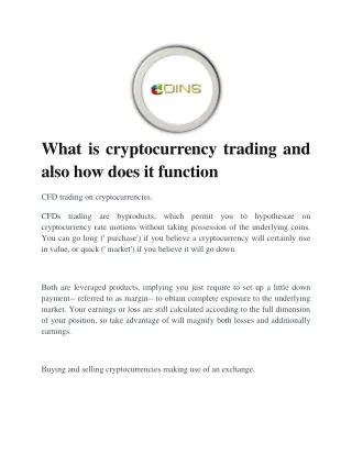 what is cryptocurrency trading and also how does