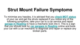 strut mount failure symptoms