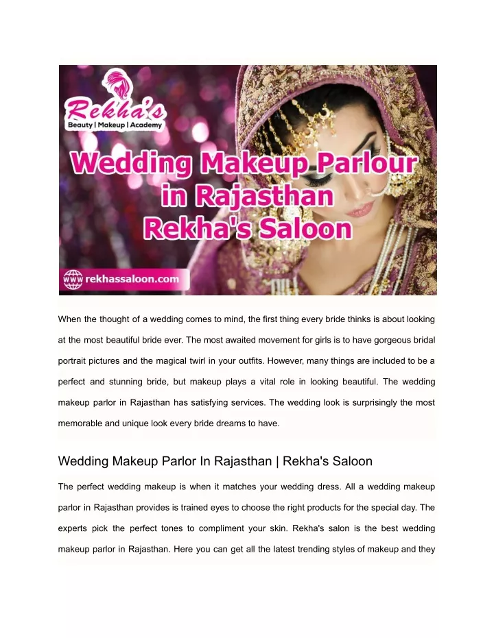 Ppt Wedding Makeup Parlor In Rajasthan Rekhas Saloon Powerpoint Presentation Id11168961 