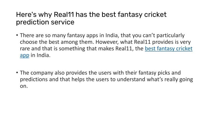 here s why real11 has the best fantasy cricket prediction service