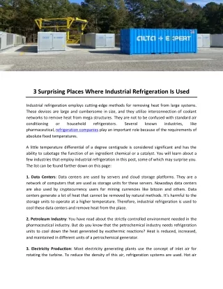 3 Surprising Places Where Industrial Refrigeration Is Used