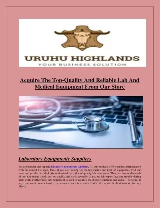 Acquire The Top-Quality And Reliable Lab And Medical Equipment From Our Store