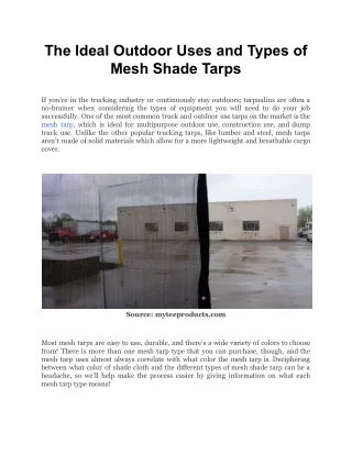 the ideal outdoor uses and types of mesh shade