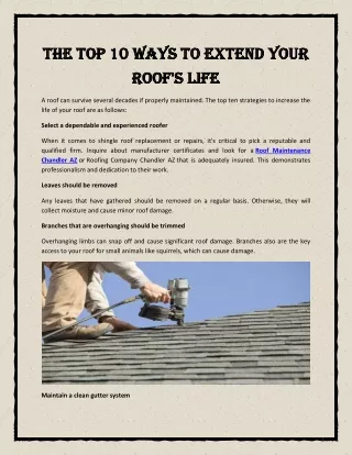 The Top 10 Ways to Extend Your Roof