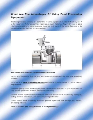 What Are The Advantages Of Using Food Processing Equipment.docx
