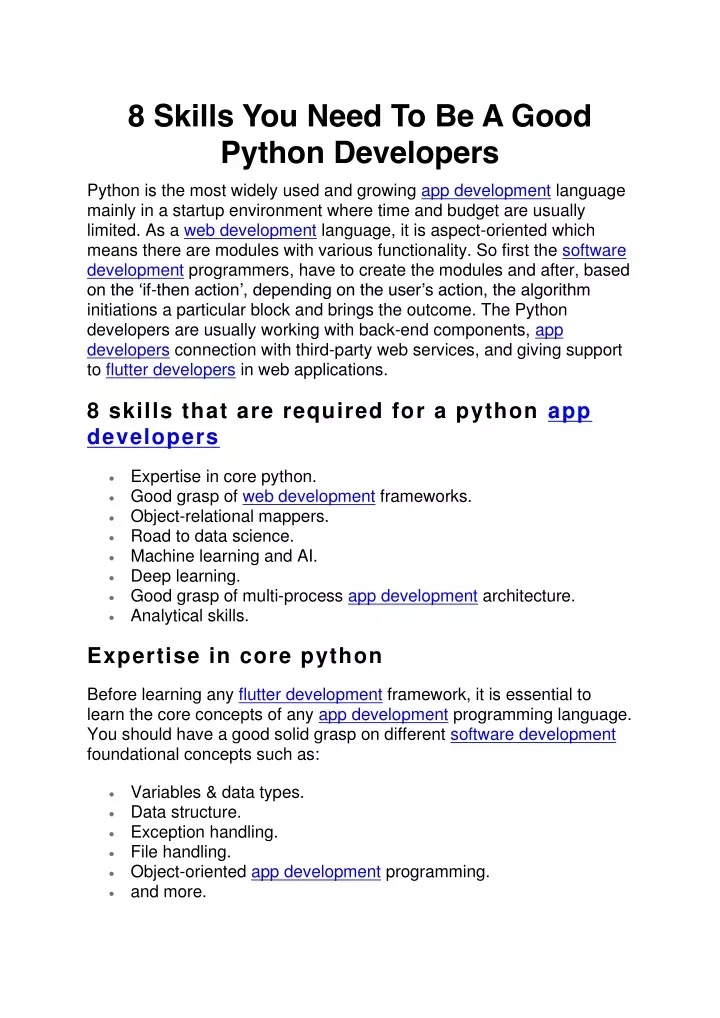 8 skills you need to be a good python developers