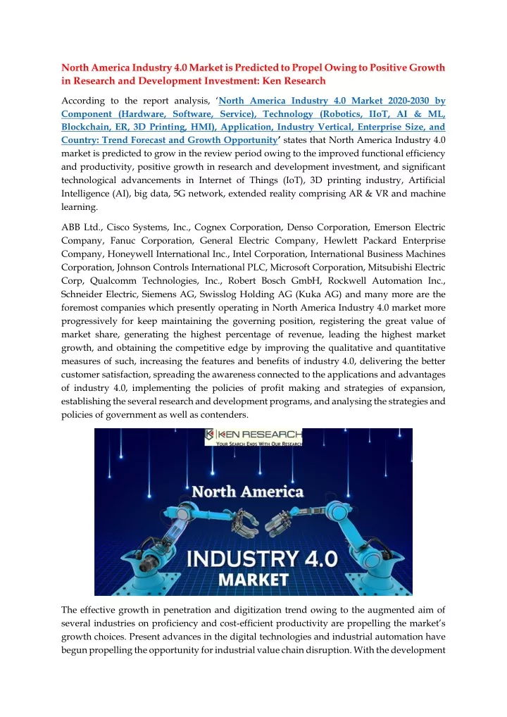 north america industry 4 0 market is predicted