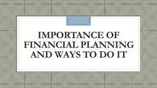 importance of financial planning and ways to do it