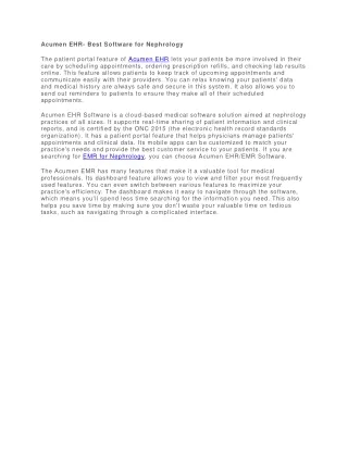 acumen ehr best software for nephrology