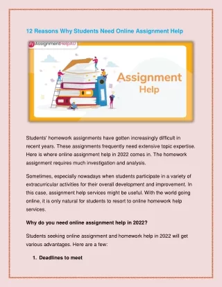 12 Reasons Why Students Need Online Assignment Help
