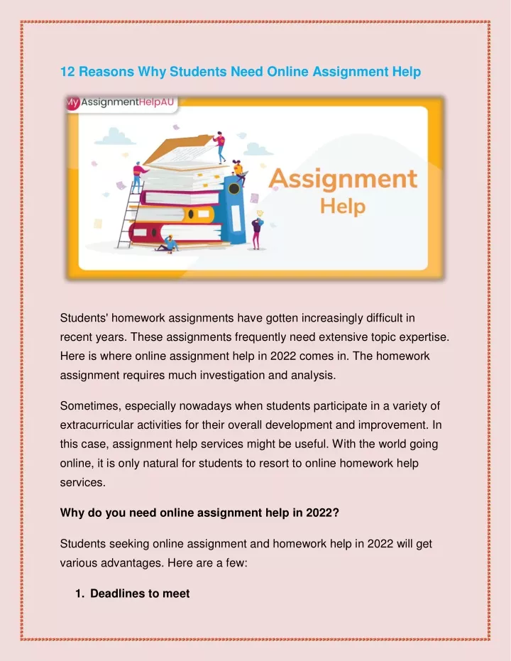 12 reasons why students need online assignment