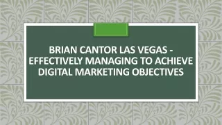 brian cantor las vegas effectively managing to achieve digital marketing objectives