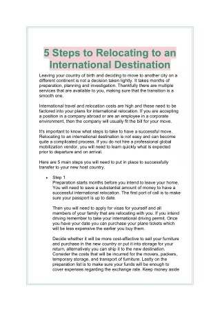 5 Steps to Relocating to an International Destination