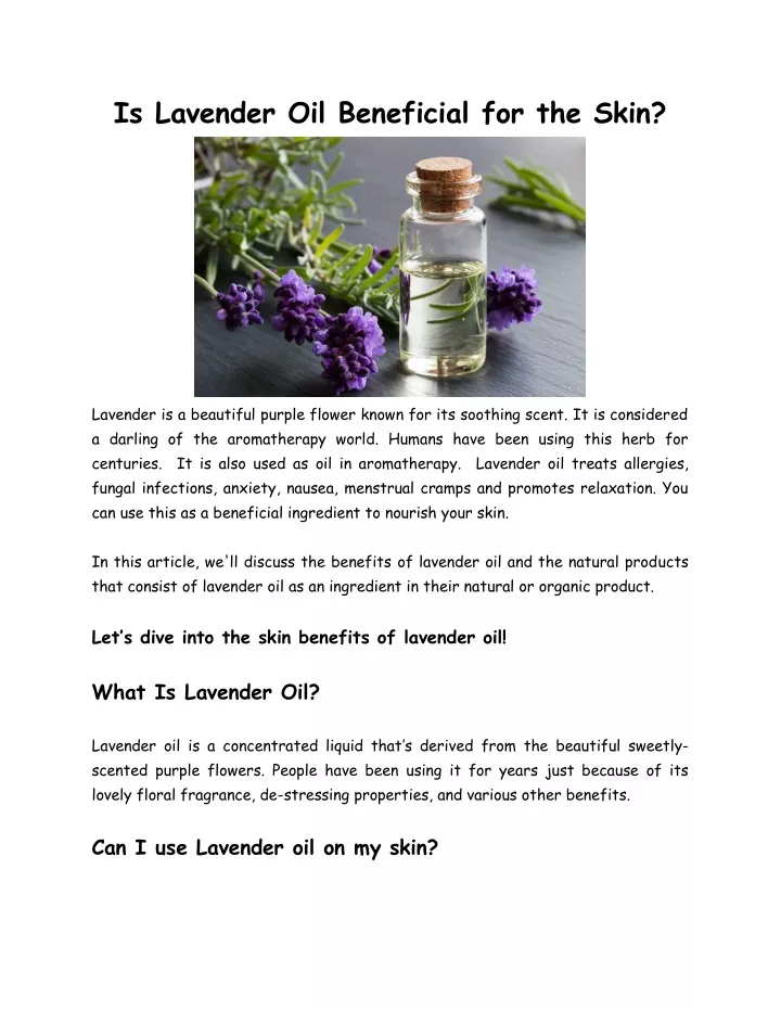 is lavender oil beneficial for the skin
