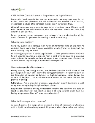 cbse online class 9 science evaporation