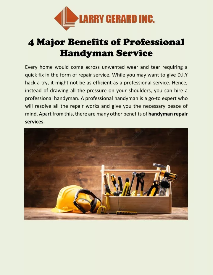 4 major benefits of professional handyman service