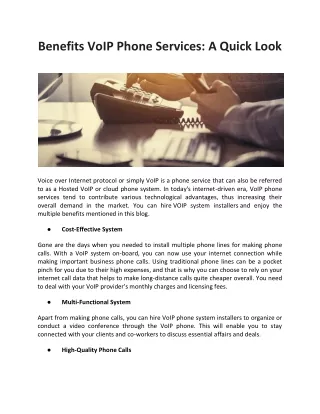 Benefits VoIP Phone Services: A Quick Look