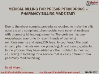Medical Billing for Prescription Drugs – Pharmacy Billing made Easy