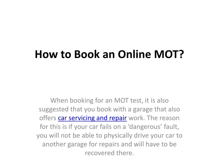 how to book an online mot