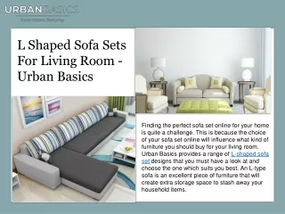L Shaped Sofa Sets For Living Room - Urban Basics