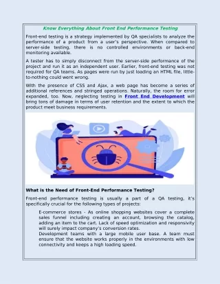 know everything about front end performance