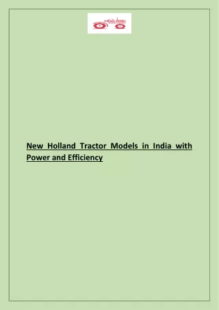 new holland tractor models in india with power