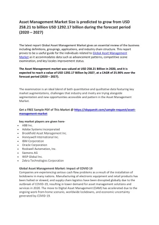 asset management market size is predicted to grow