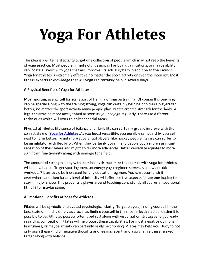 yoga for athletes