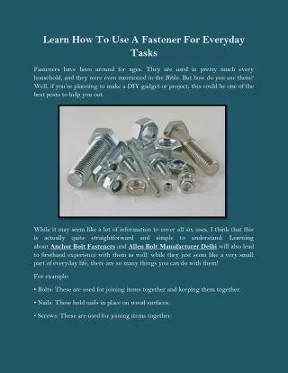 learn how to use a fastener for everyday tasks
