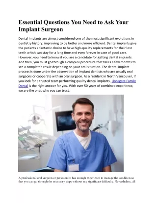 Essential Questions You Need to Ask Your Implant Surgeon