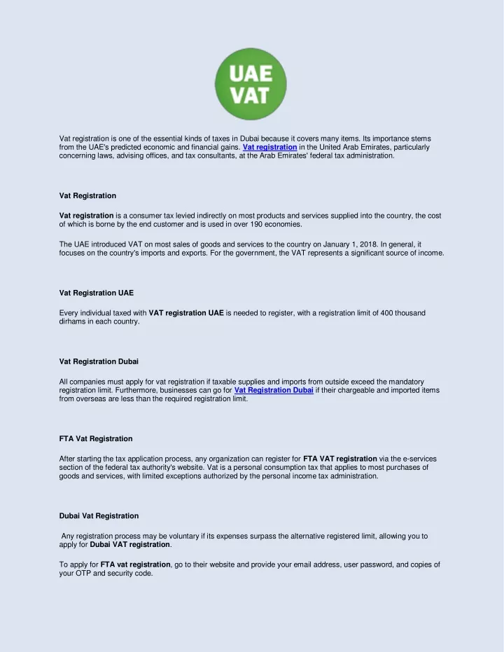 vat registration is one of the essential kinds