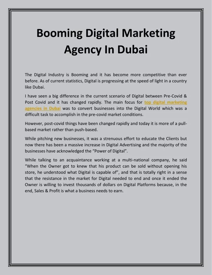booming digital marketing agency in dubai