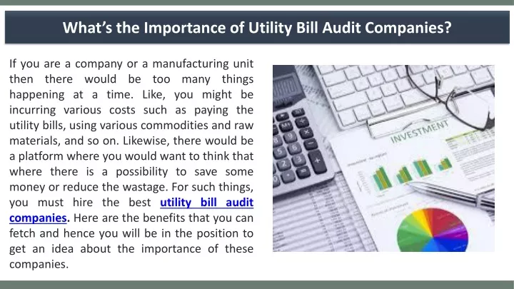 what s the importance of utility bill audit