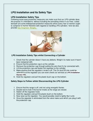 lpg installation and its safety tips