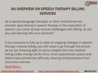 An Overview On Speech Therapy Billing Services