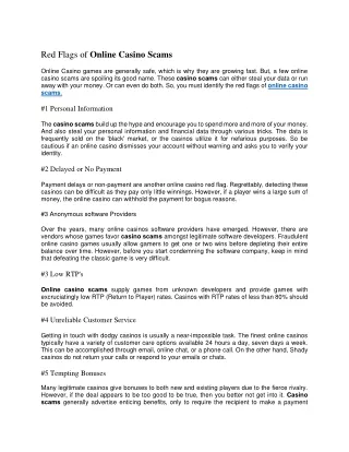 Red Flags of Online Casino Scams