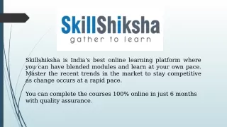 Skill Shiksha - India’s Best Online Learning Platform