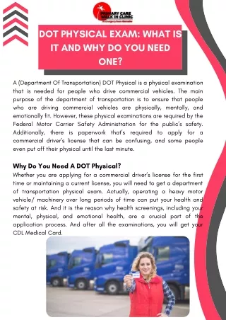 dot physical exam what is it and why do you need