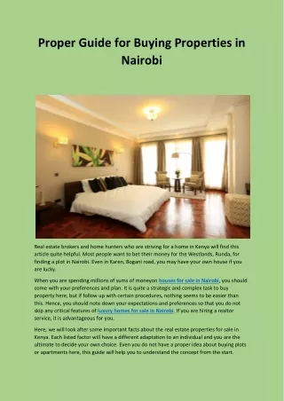 Proper Guide for Buying Properties in Nairobi