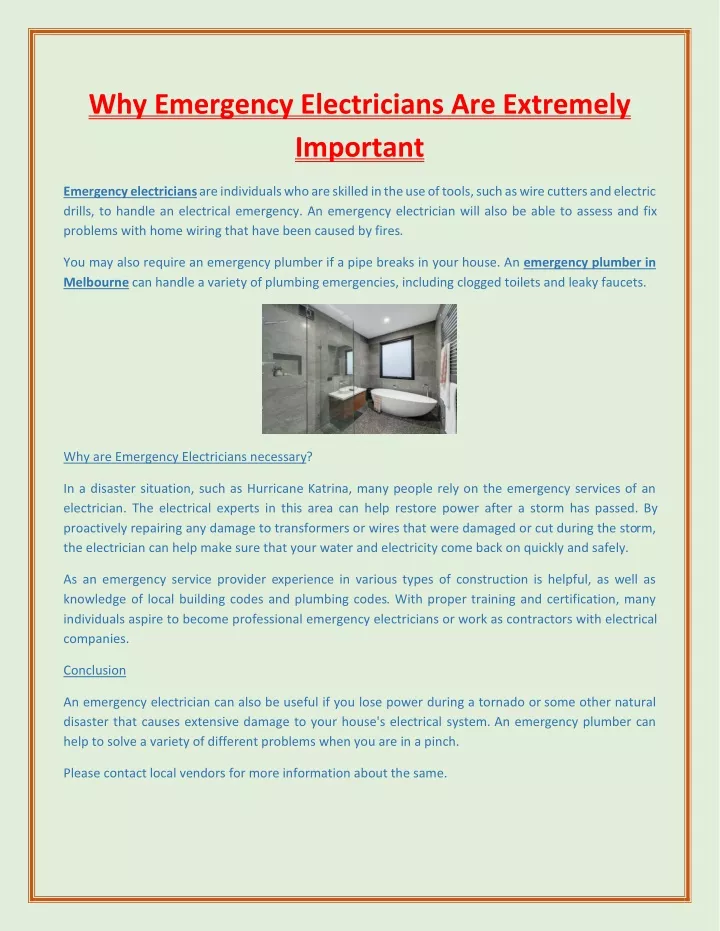 why emergency electricians are extremely important