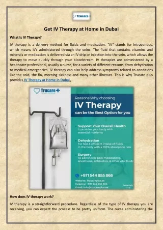 Get IV Therapy at Home in Dubai