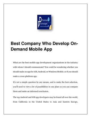 best company who develop on demand mobile app